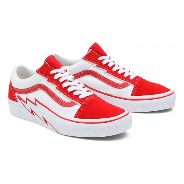 Vans old skool cuir cheap rouge